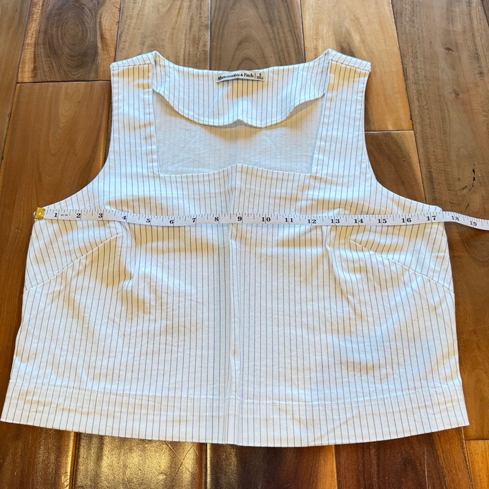 Abercrombie & Fitch White Crop Tank with Thin Blue Pinstripes - Picture 4 of 7